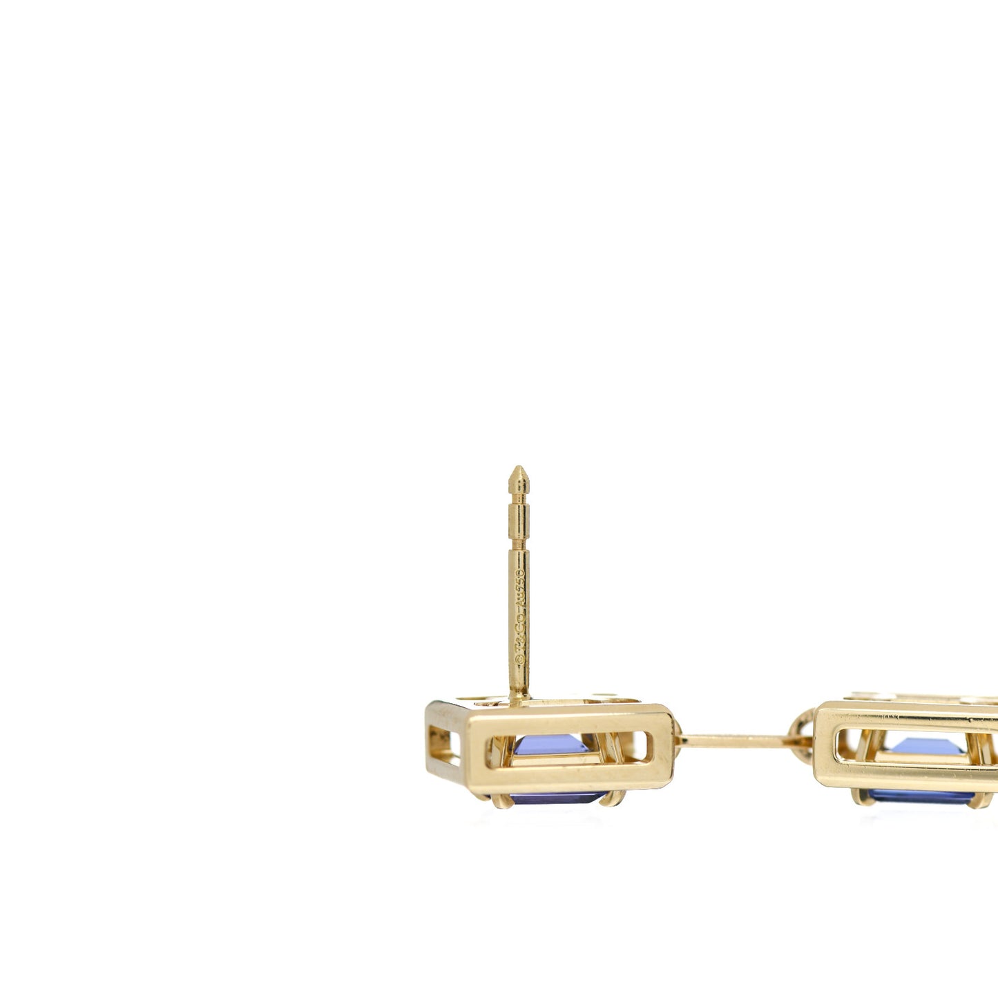 18K Yellow Gold Tanzanite Jewel Box Drop Earrings