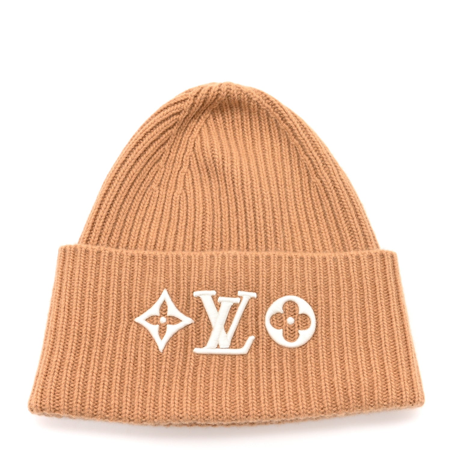 Louis Vuitton Wool Monogram LV Headline Beanie Hat Camel 1 of 5