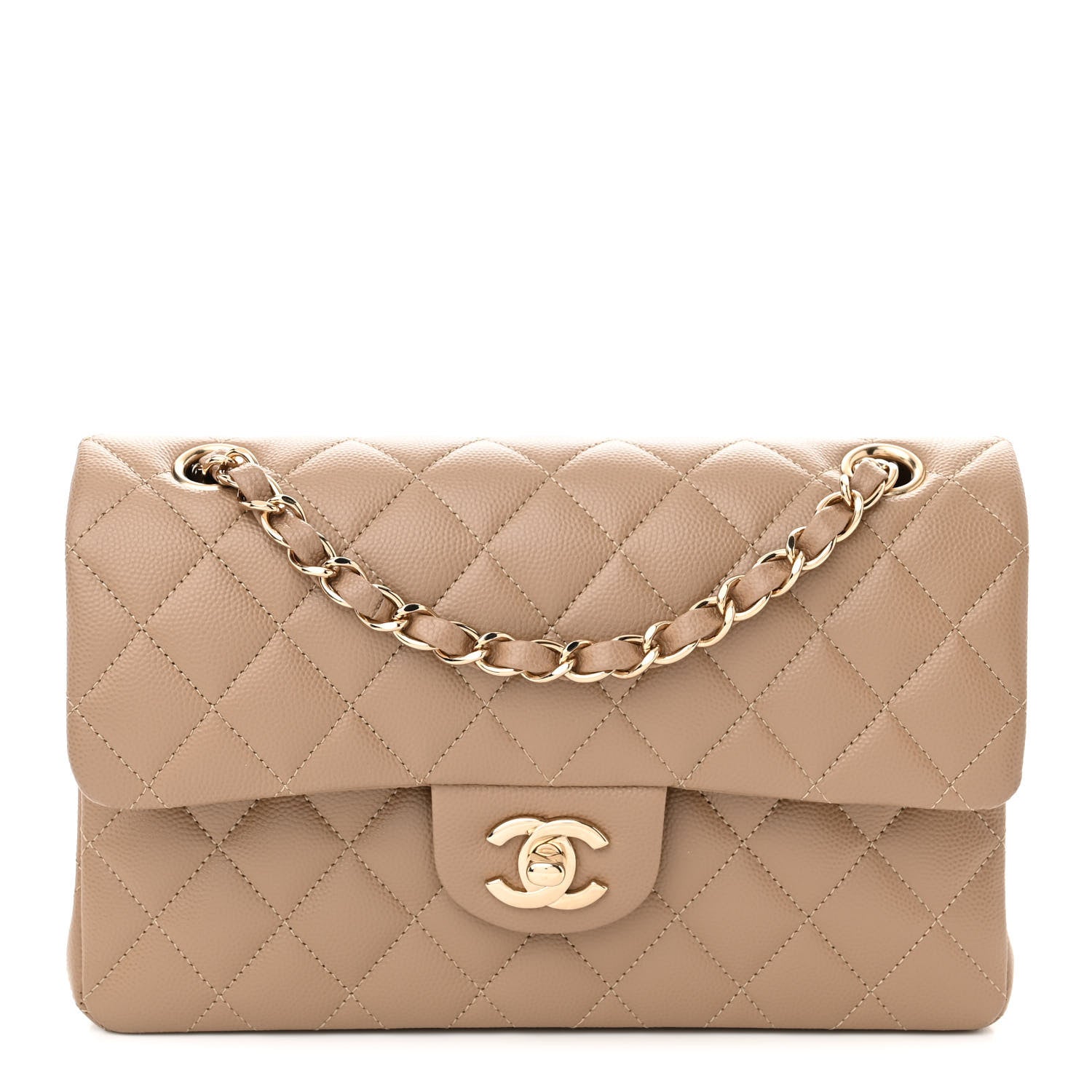 Chanel Caviar Quilted Small Double Flap Dark Beige 1 of 10