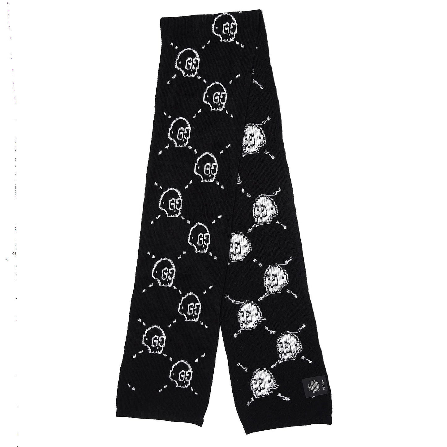 Wool Tricot GG Hamlet Scarf Black White