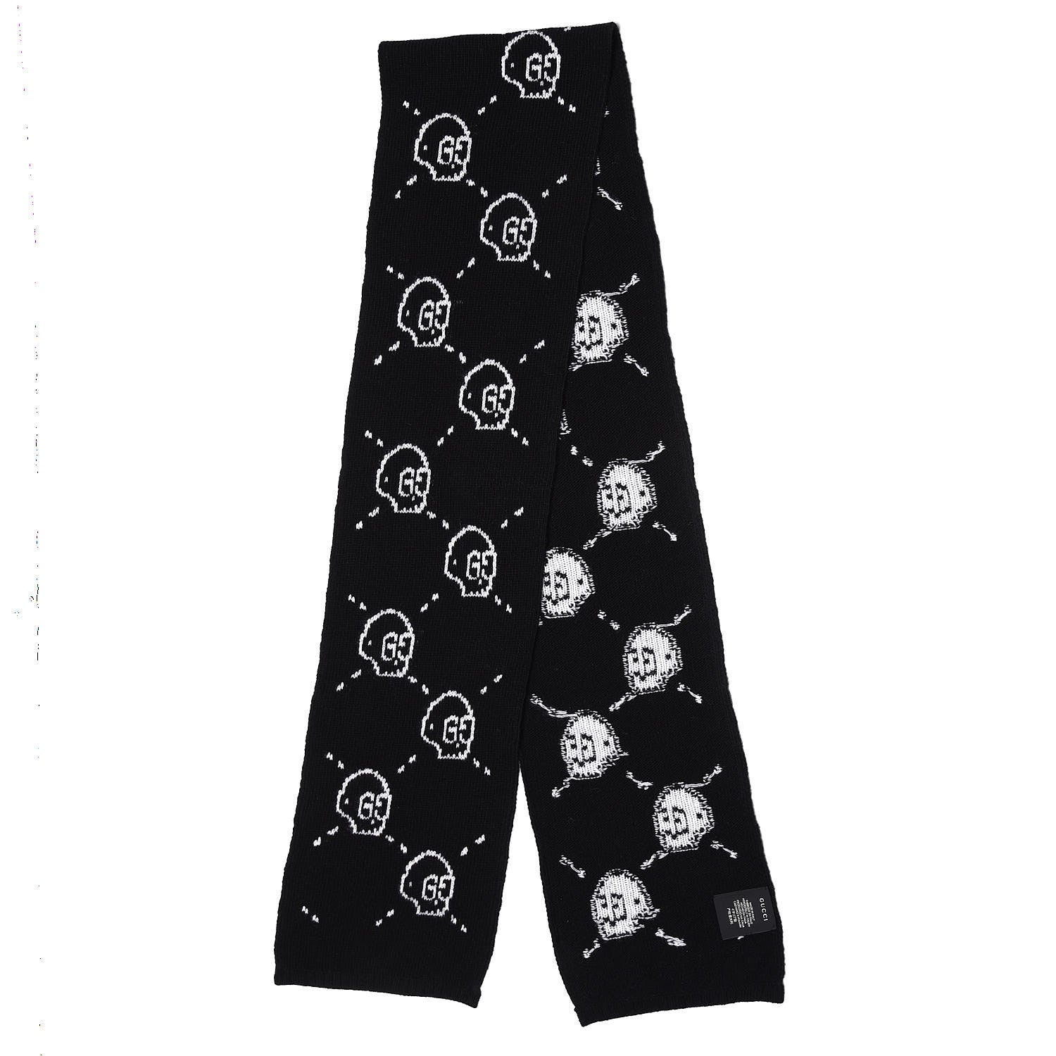 Gucci Wool Tricot GG Hamlet Scarf Black White 3 of 4