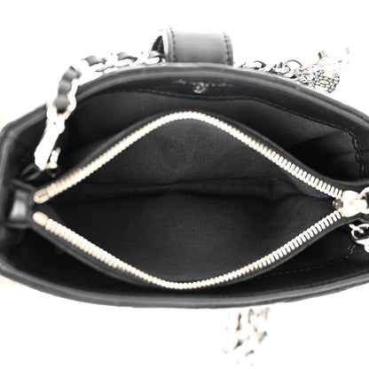 Chanel Lambskin Quilted Crystal Valentine Charms Mini Phone Holder Crossbody Bag Black 5 of 10