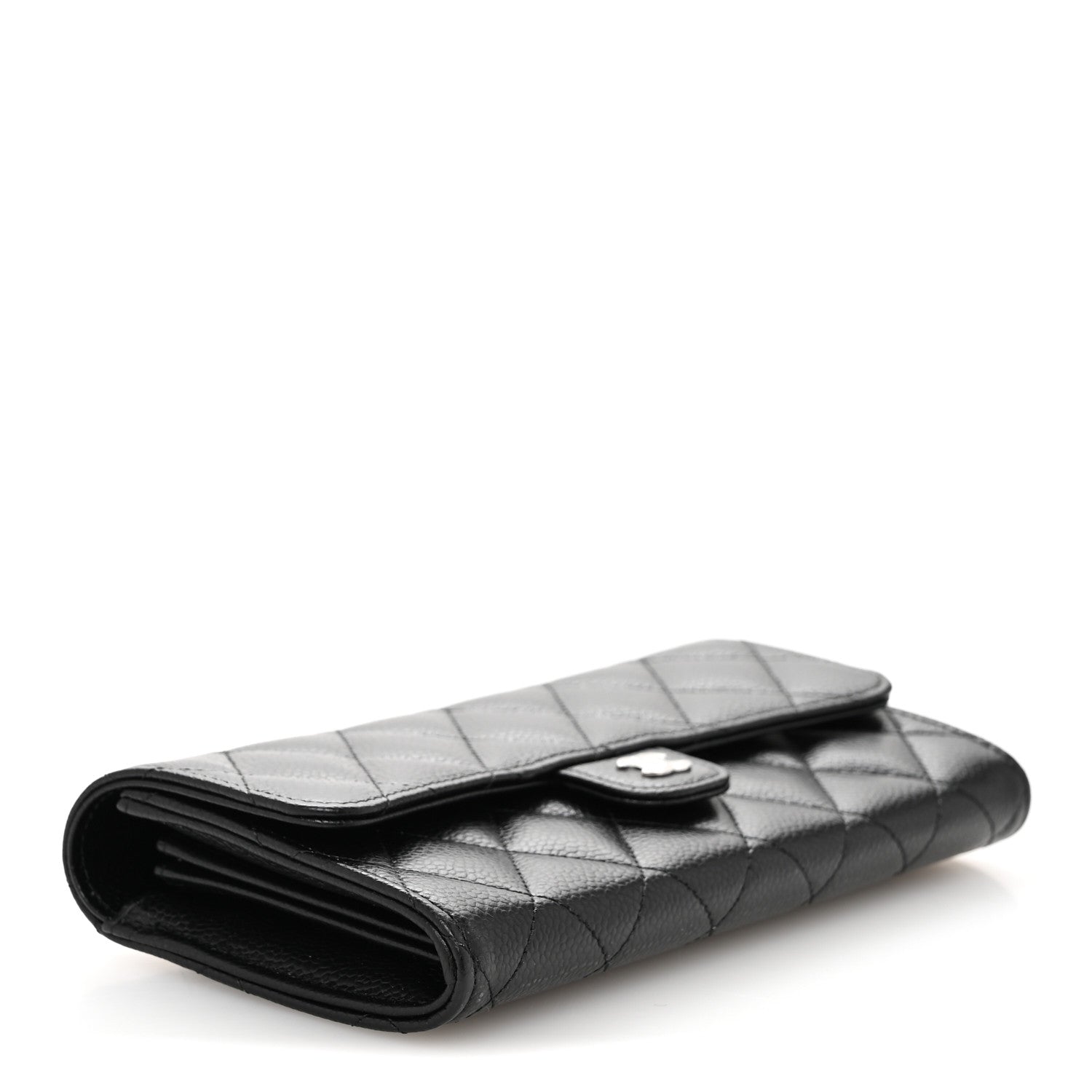 Chanel Caviar Quilted Large Gusset Flap Wallet Black 4 of 9