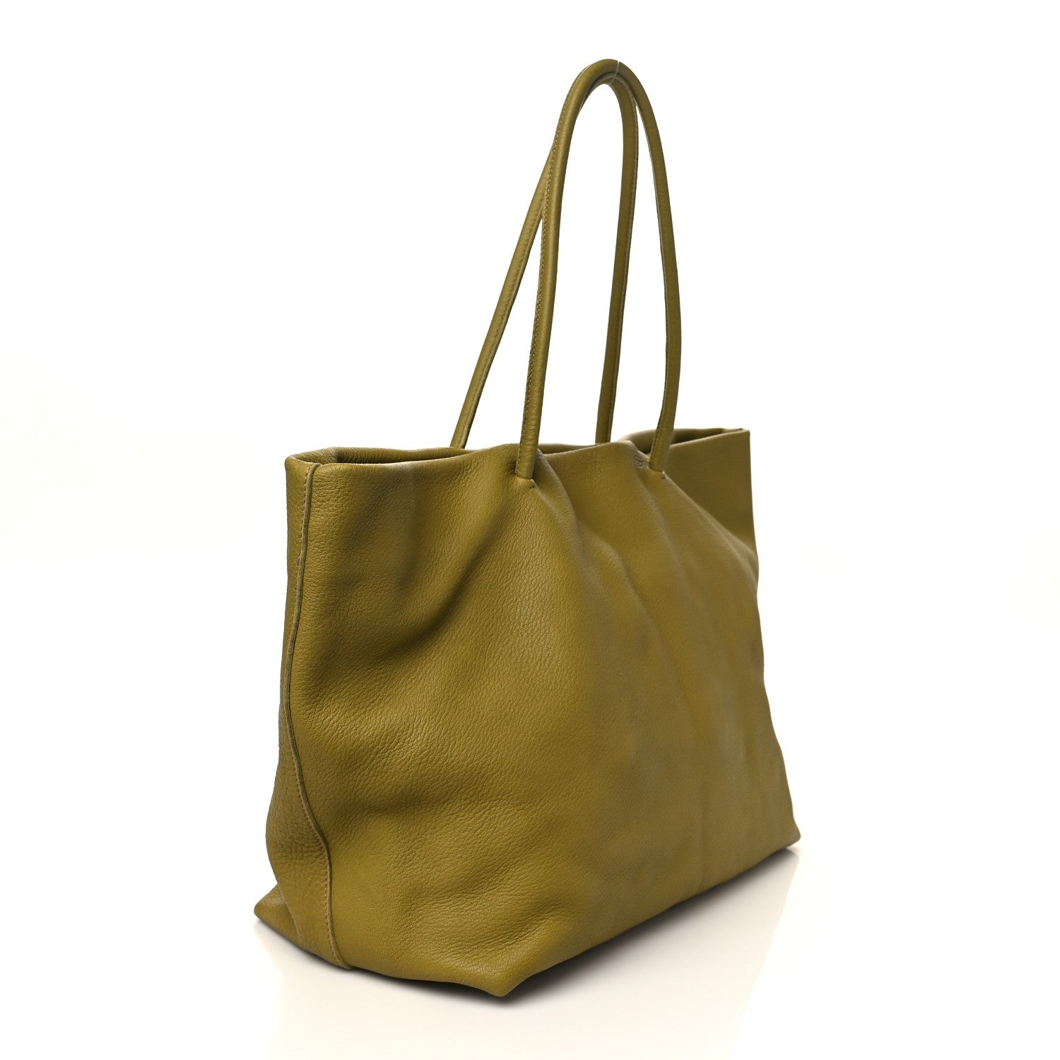 Prada Calfskin Embossed Logo Tote Green 2 of 8