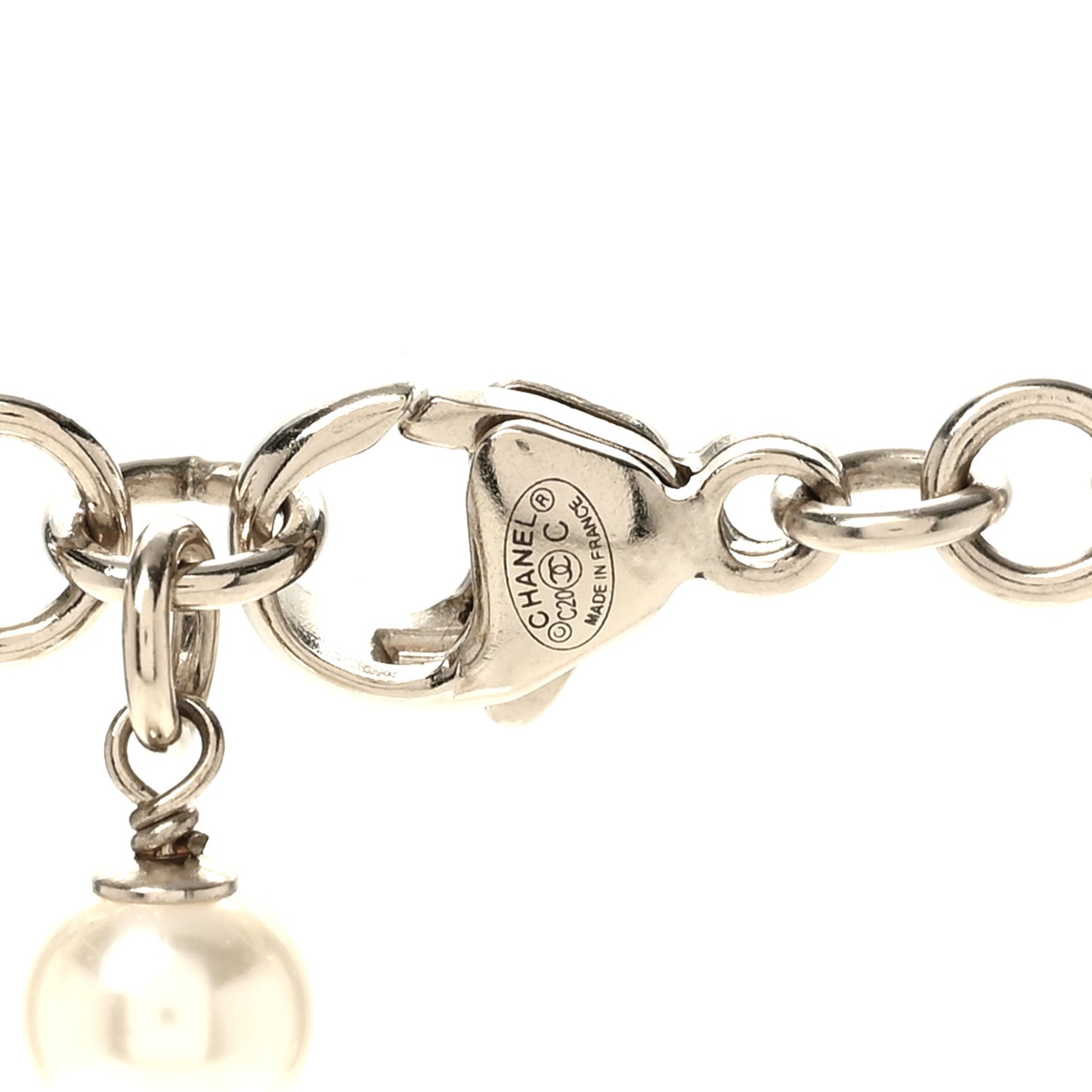 Crystal Pearl CC Necklace Gold
