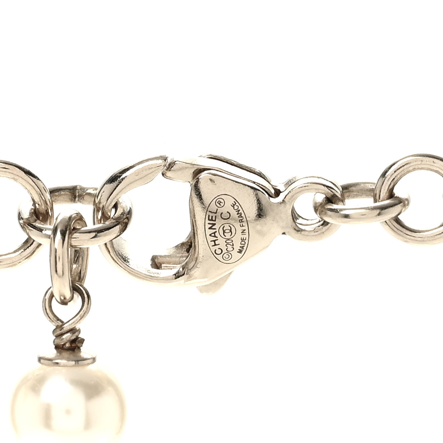 Chanel Crystal Pearl CC Necklace Gold 5 of 6