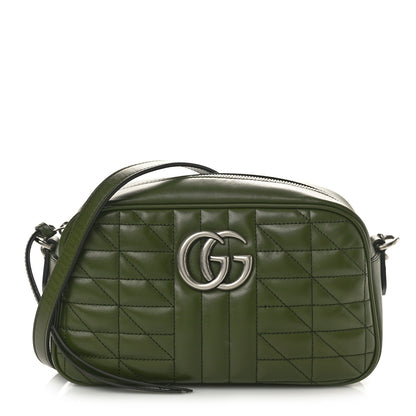 Gucci Calfskin Matelasse Aria Small GG Marmont Chain Shoulder Bag Military Wood 1 of 11