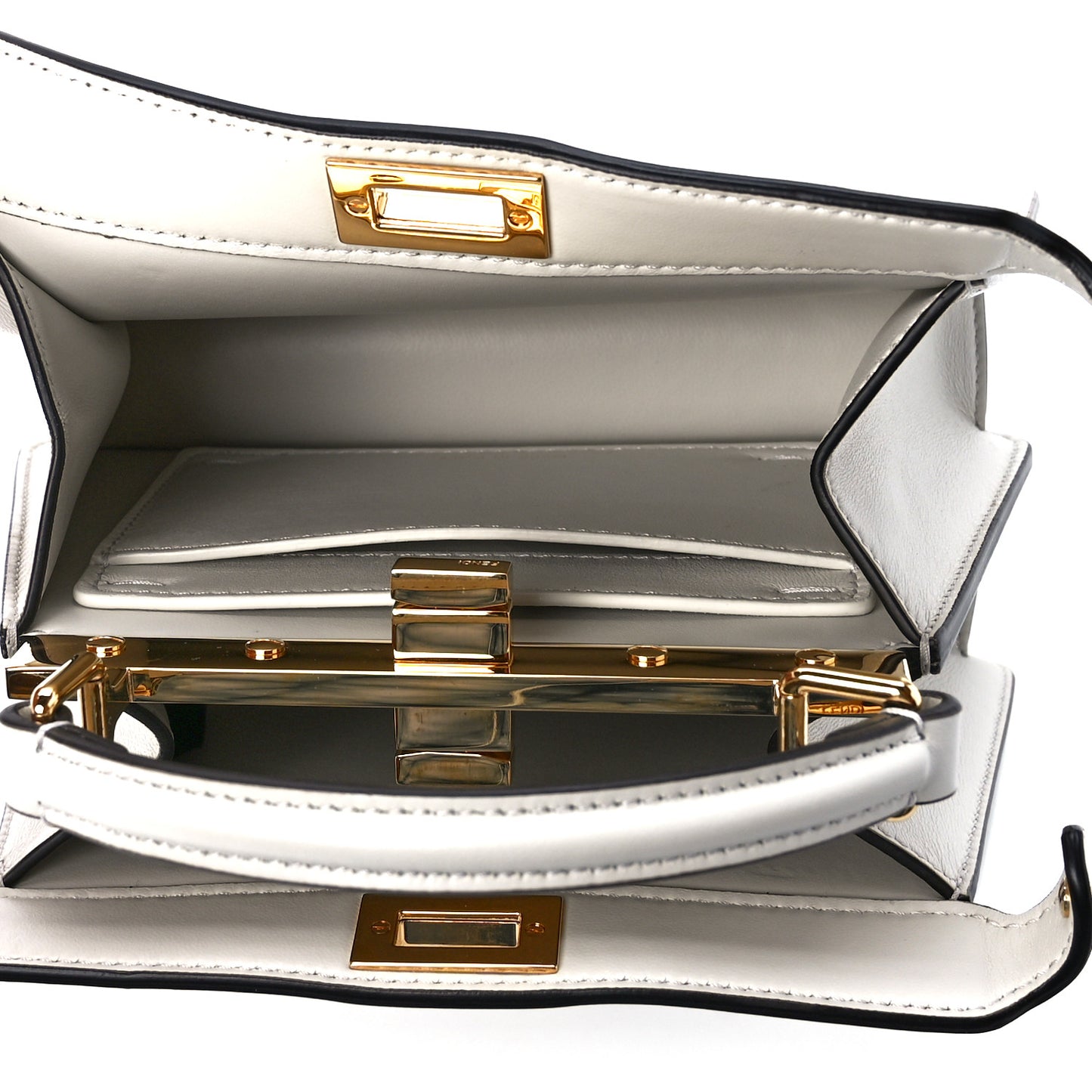 Shiny Nappa Petite Peekaboo I SEE U Satchel White