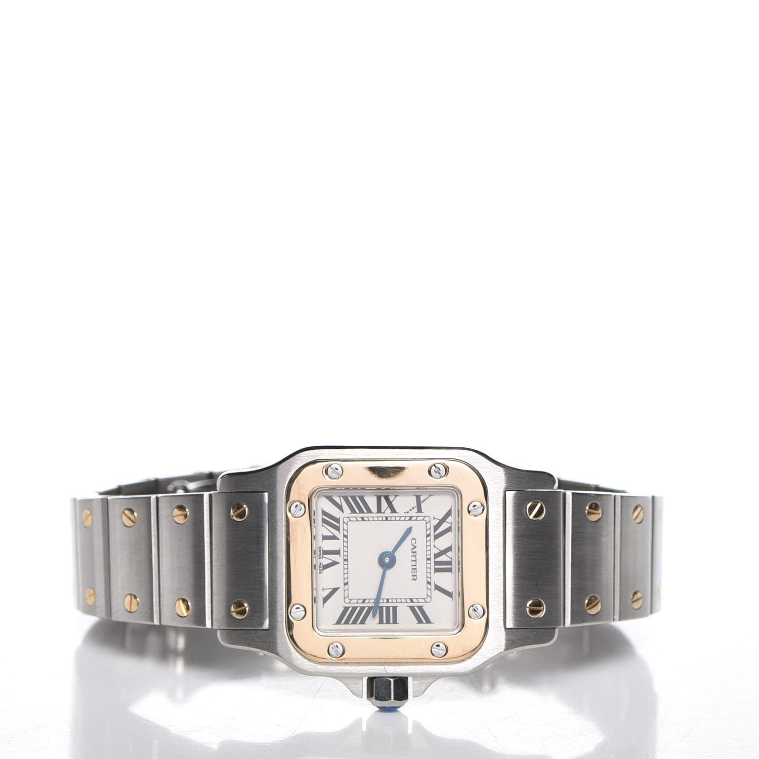 Cartier Stainless Steel 18K Yellow Gold 24mm Santos De Cartier Galbee Quartz Watch 3 of 13