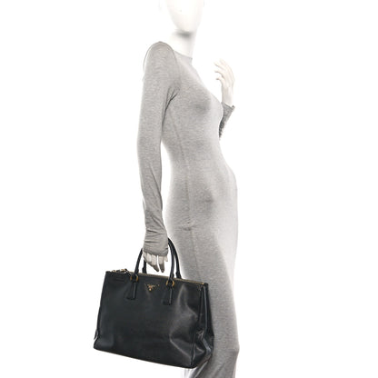Prada Saffiano Lux Large Galleria Double Zip Tote Black 2 of 9