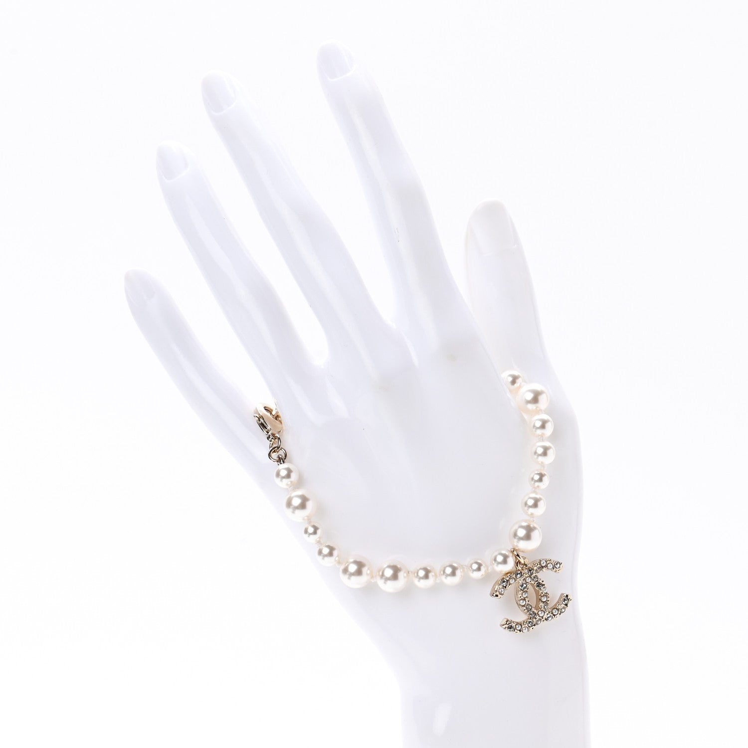 Chanel Pearl Crystal CC Bracelet Gold 2 of 5
