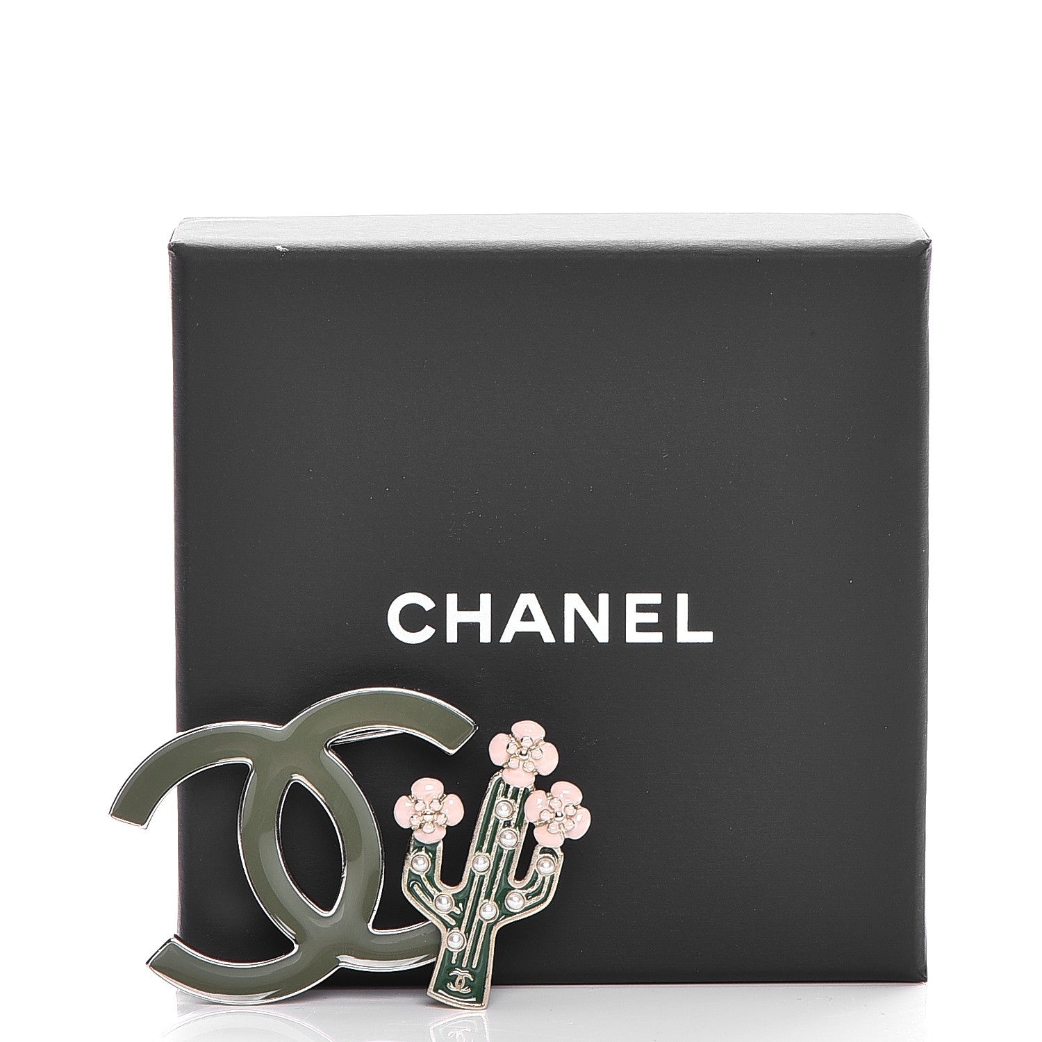 Chanel Enamel Cactus CC Brooch Green Gold 6 of 6