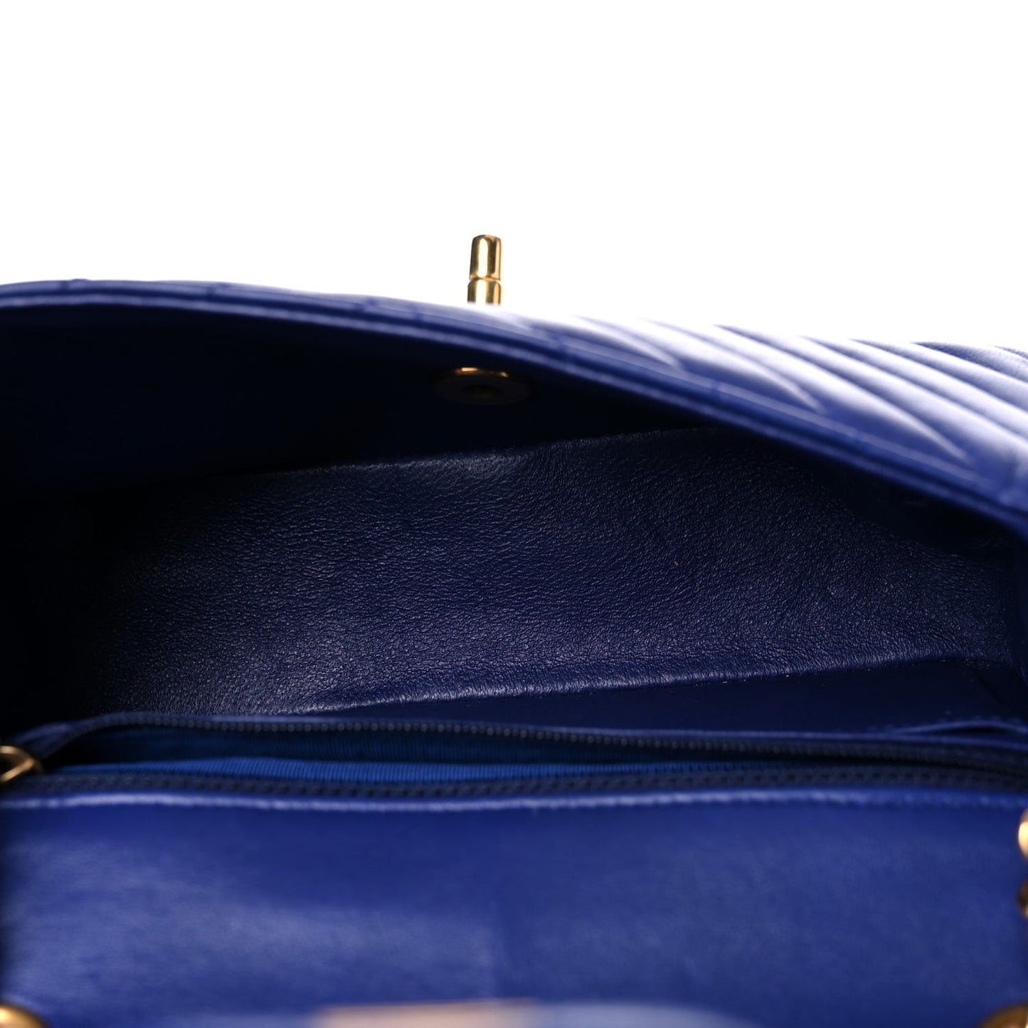 Lambskin Chevron Quilted Mini Rectangular Flap Blue