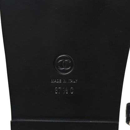 Chanel Crumpled Shiny Lambskin Velcro Dad Sandals 37.5 Black 6 of 8