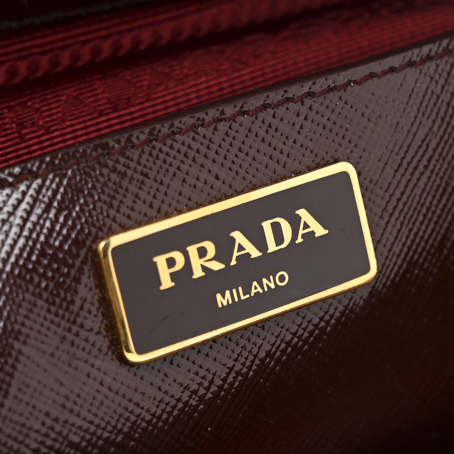 Prada Saffiano Vernice Galleria Front Pocket Tote Cherry 6 of 12