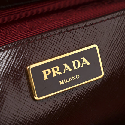 Prada Saffiano Vernice Galleria Front Pocket Tote Cherry 6 of 12