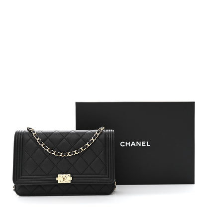 Chanel Caviar Quilted Boy Wallet On Chain WOC Black 14 of 14