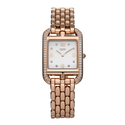 Hermes 18K Rose Gold Diamond Bezel Mother of Pearl 23mm Cape Cod Quartz Watch 1 of 5