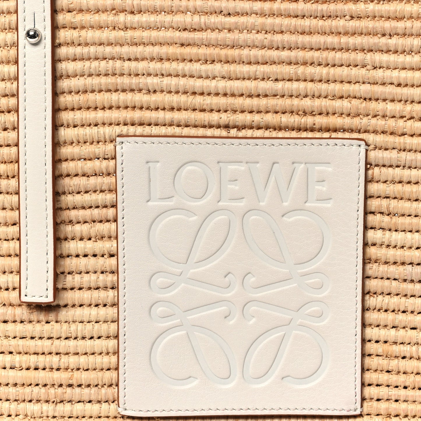 Raffia Square Small Basket Tote Bag Natural White