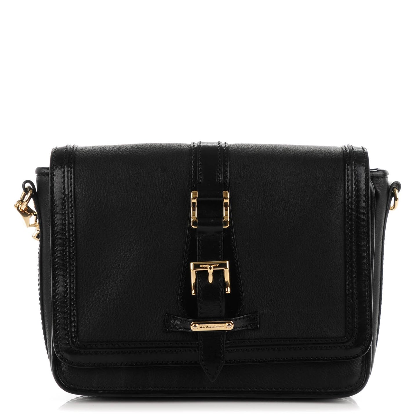 Calfskin Buckle Shoulder Bag Black