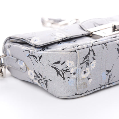 Prada Soft Saffiano Floral Print Sound Shoulder Bag Acciaio 10 of 13
