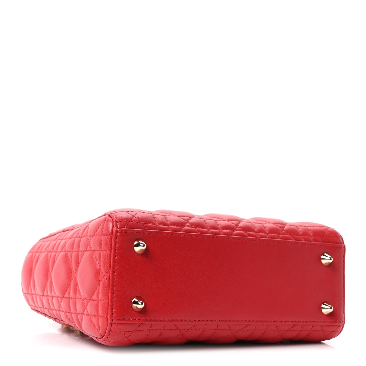 Lambskin Cannage Small Lucky Badges Lady Dior Red