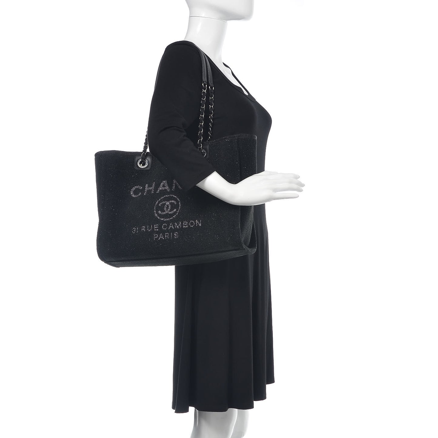 Lurex Boucle Small Deauville Tote Black