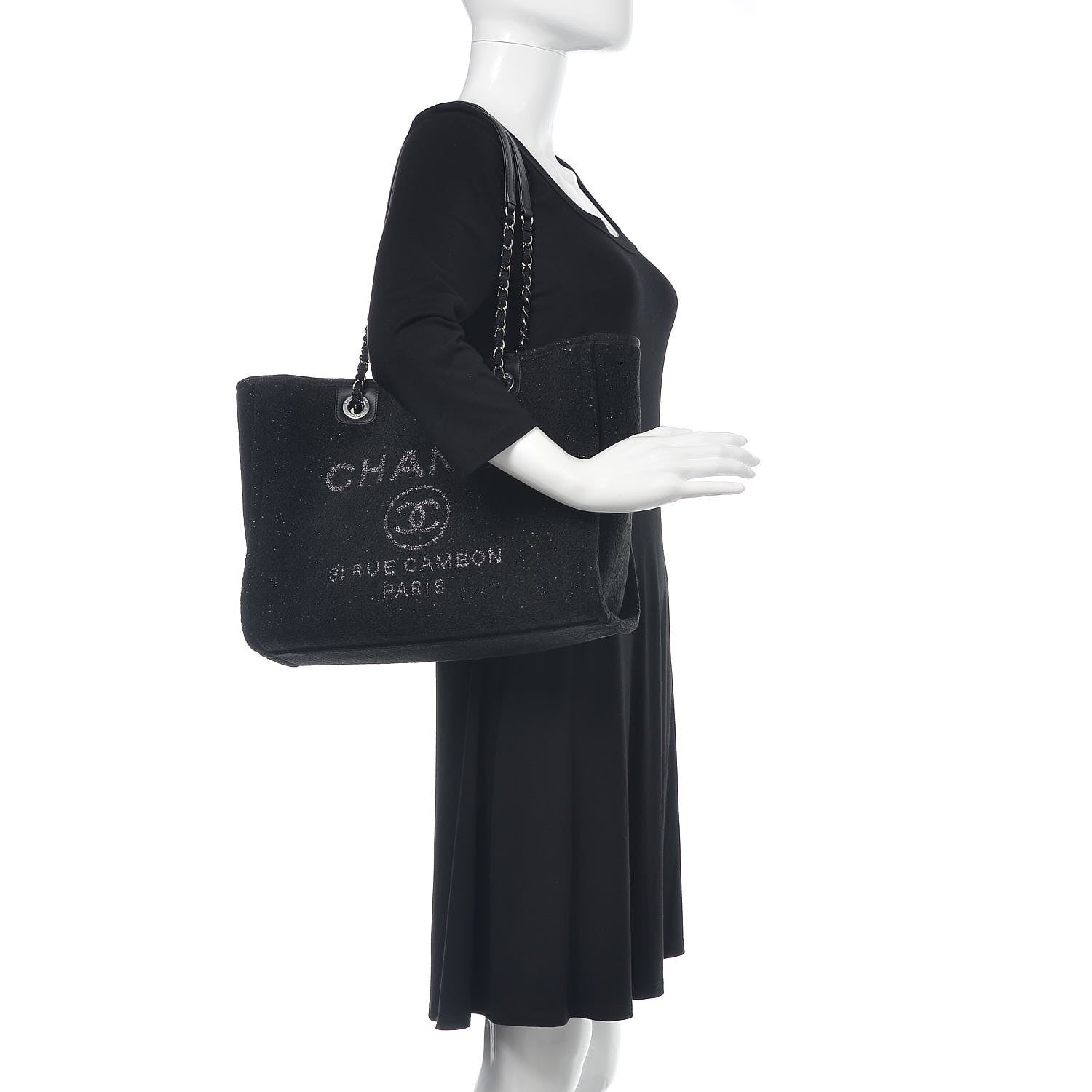 Chanel Lurex Boucle Small Deauville Tote Black 2 of 10