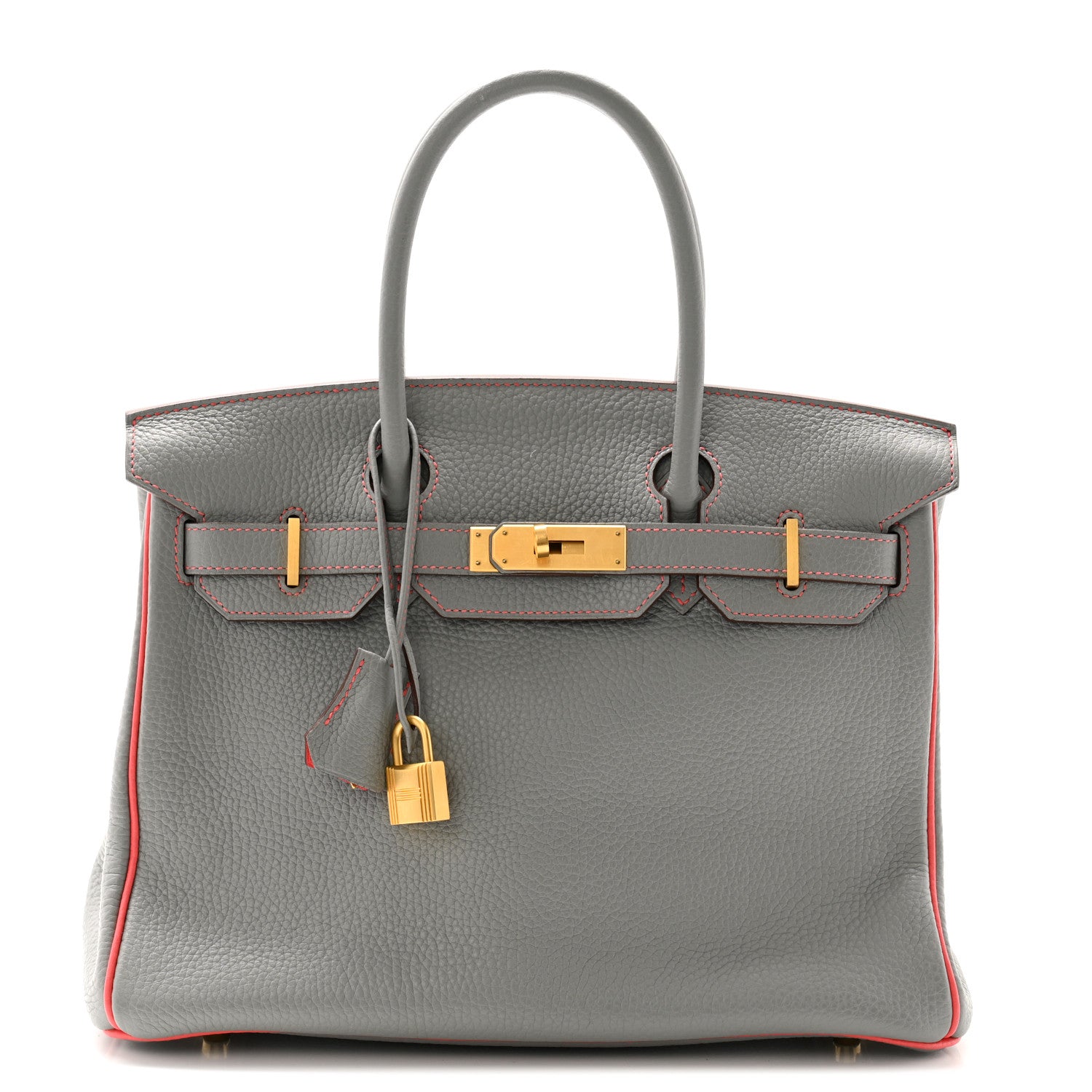 Hermes Togo Horseshoe Birkin 30 Gris Mouette Feu 1 of 11