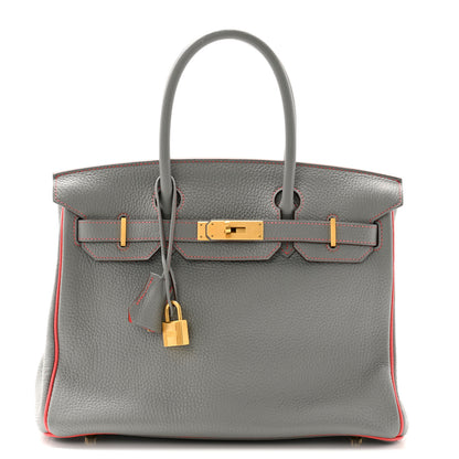 Hermes Togo Horseshoe Birkin 30 Gris Mouette Feu 1 of 11
