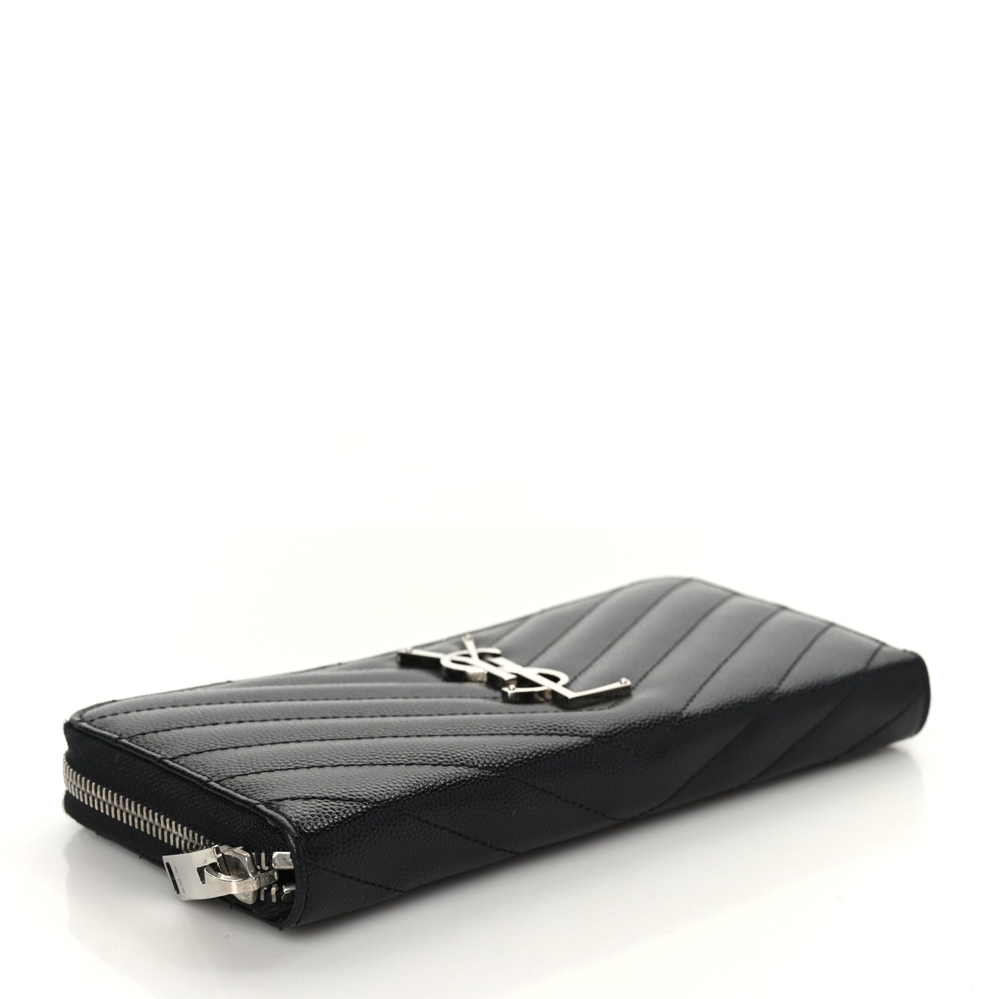 Grain De Poudre Matelasse Chevron Monogram Zip Around Wallet Black