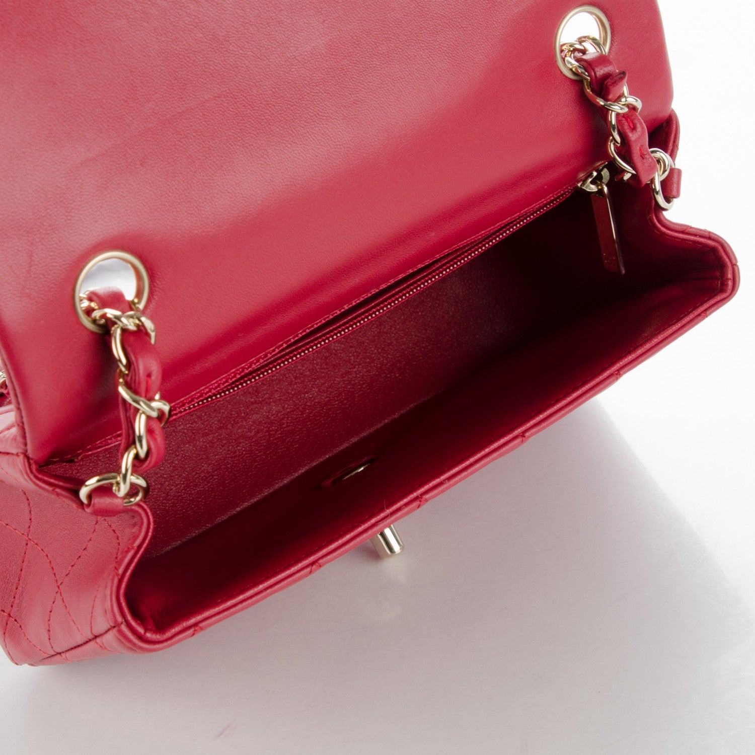 Chanel Lambskin Quilted Mini Rectangular Flap Dark Pink 5 of 7
