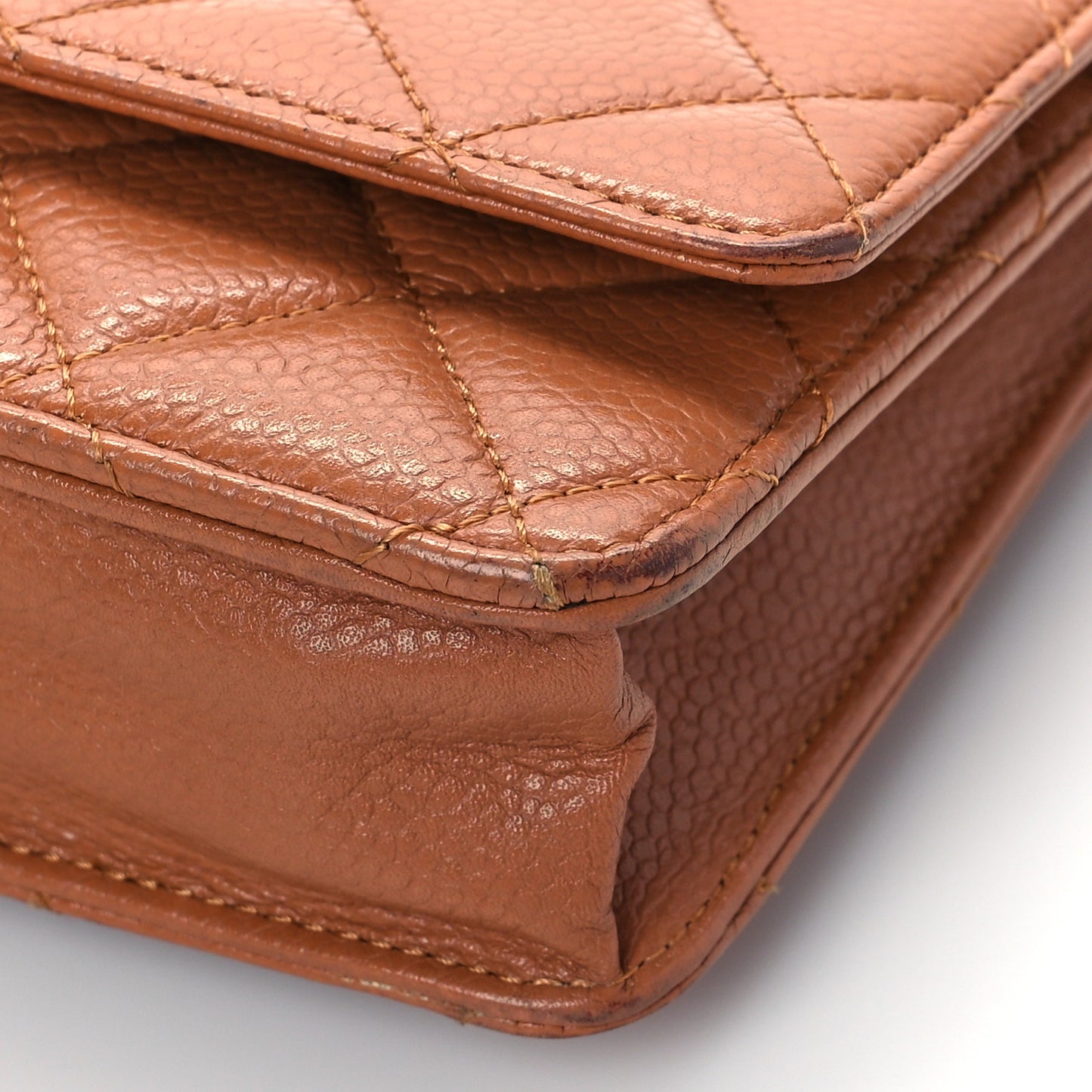 Caviar Quilted Wallet On Chain WOC Light Brown