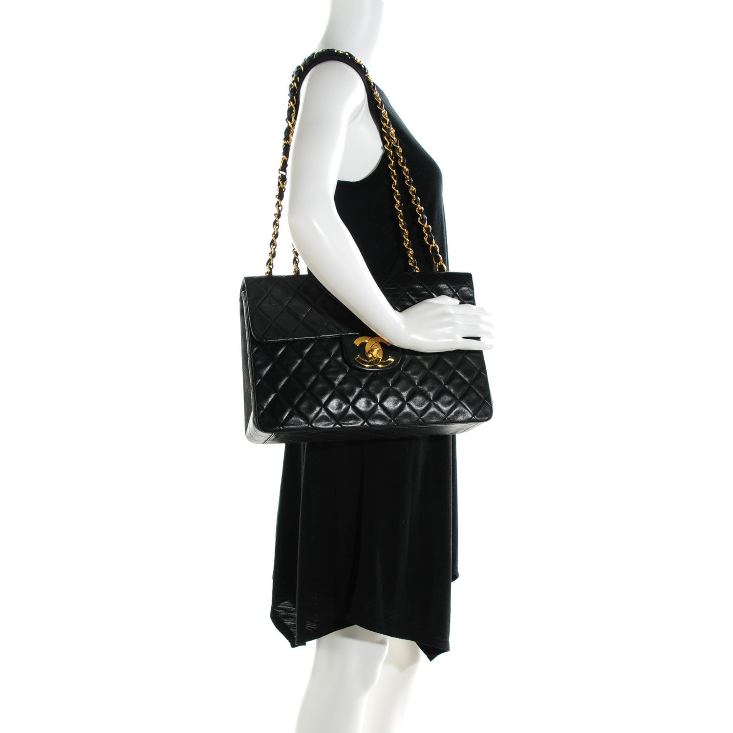 Chanel Lambskin Quilted XL Jumbo Single Flap Black 2 of 8