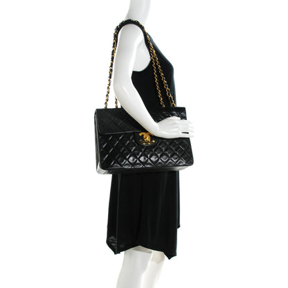 Chanel Lambskin Quilted XL Jumbo Single Flap Black 2 of 8