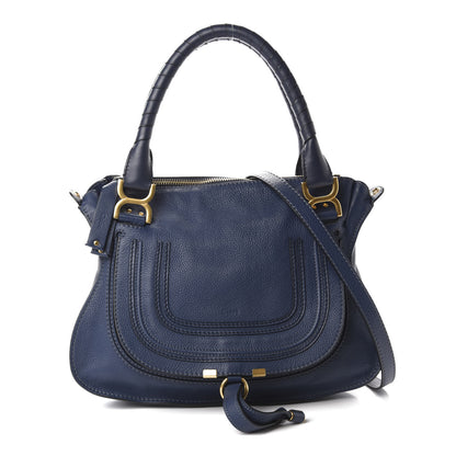 Chloe Calfskin Medium Marcie Satchel Royal Navy 1 of 10