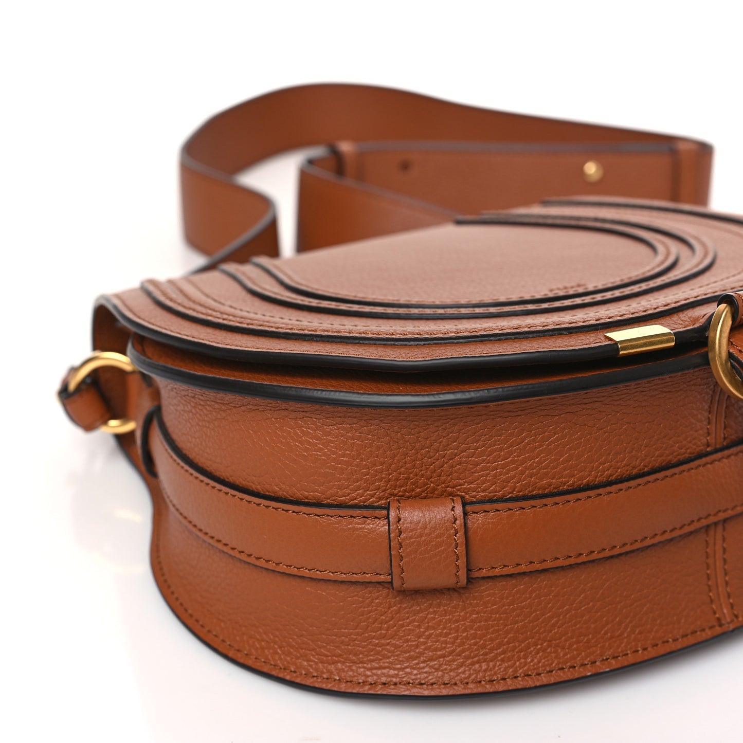 Calfskin Medium Marcie Round Crossbody Bag Tan