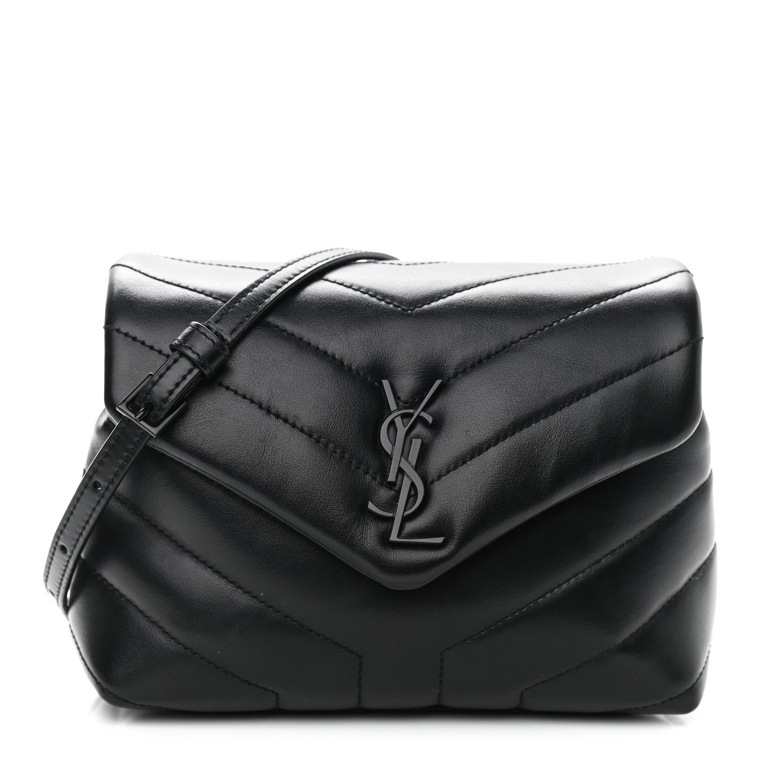 Saint Laurent Calfskin Y Quilted Monogram Toy Loulou Crossbody Bag Black 1 of 10