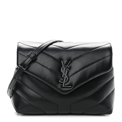 Saint Laurent Calfskin Y Quilted Monogram Toy Loulou Crossbody Bag Black 1 of 10