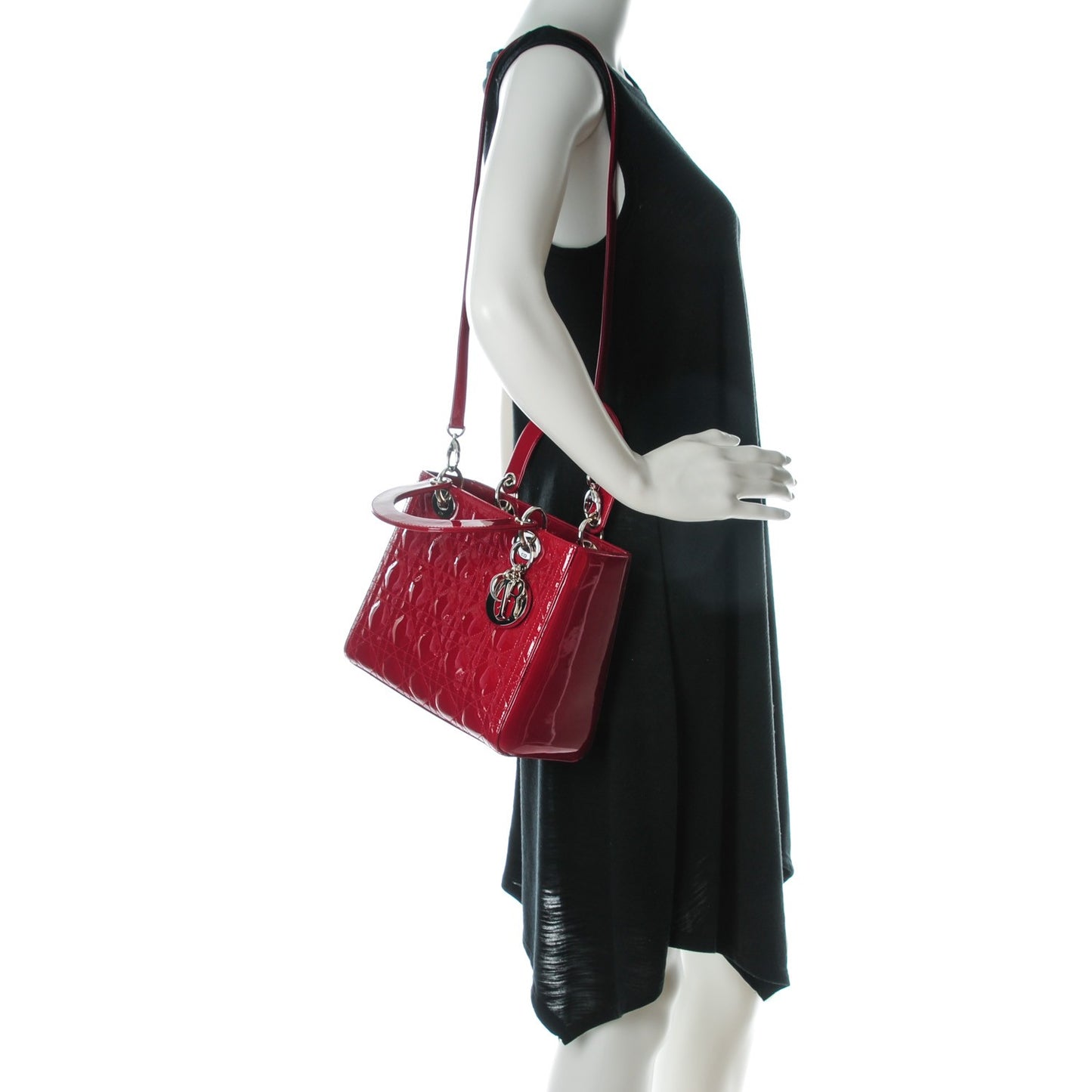 Patent Cannage Medium Lady Dior Red