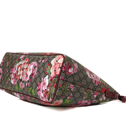 Gucci GG Supreme Monogram Blooms Medium Zippered Tote Beige Multicolor Dry Rose 12 of 15