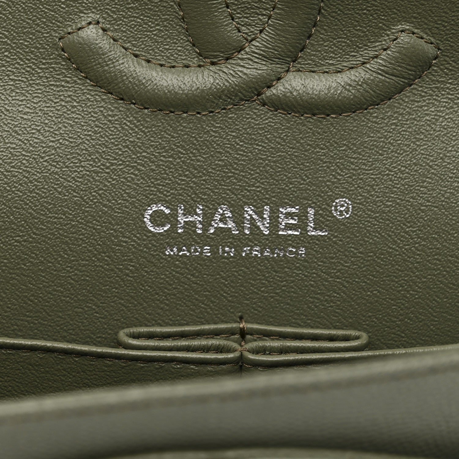 Chanel Caviar Chevron Quilted Medium Double Flap  Green 6 of 10