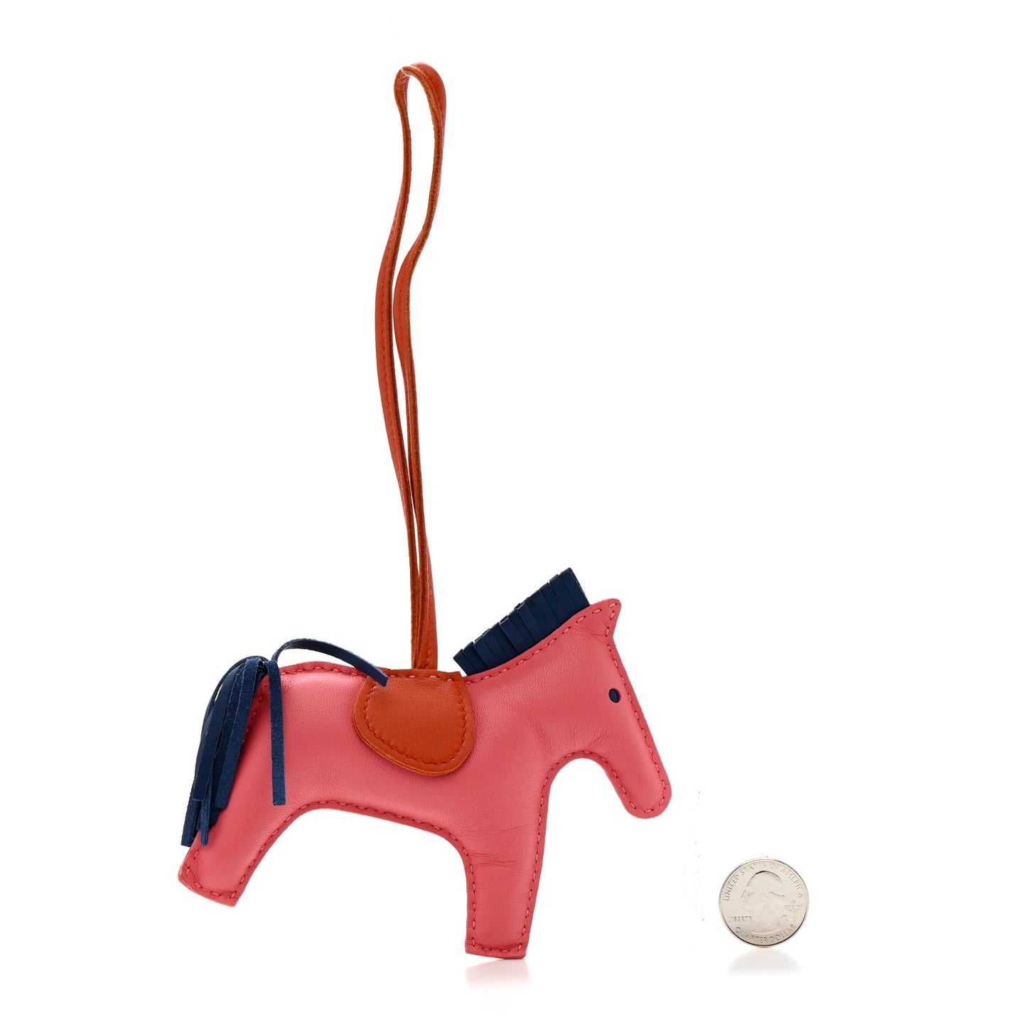 Milo Lambskin Grigri Rodeo Bag Charm MM Rose Azalee Cornaline Bleu De Malte