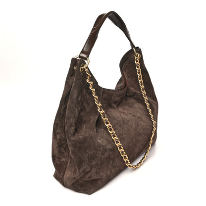 Chanel Suede Calfskin Lambskin Quilted Maxi Hobo Dark Brown 3 of 11