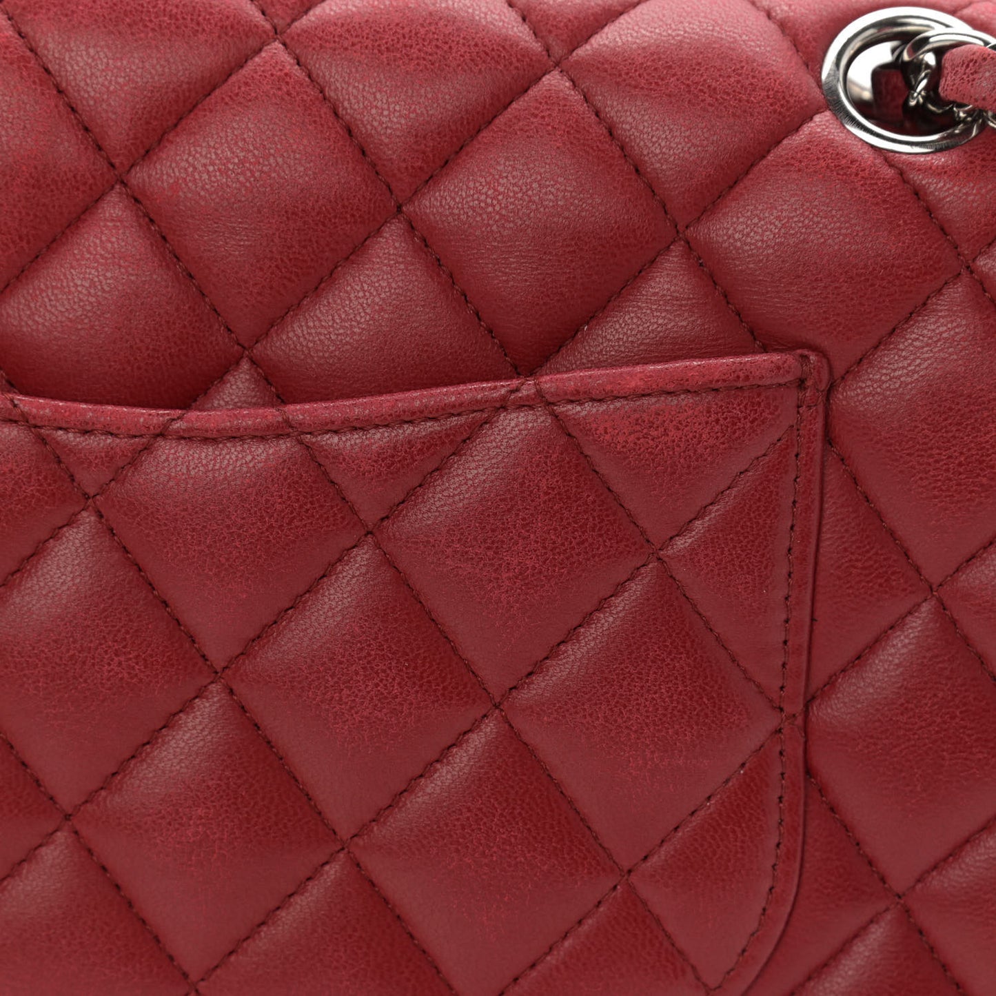 Lambskin Quilted Medium Double Flap Red