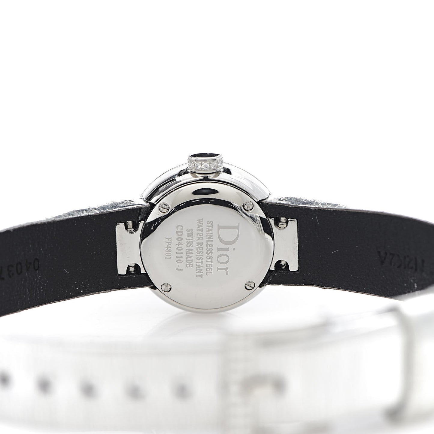 Stainless Steel Calfskin Diamond Bezel 19mm La D De Dior Quartz Watch Black