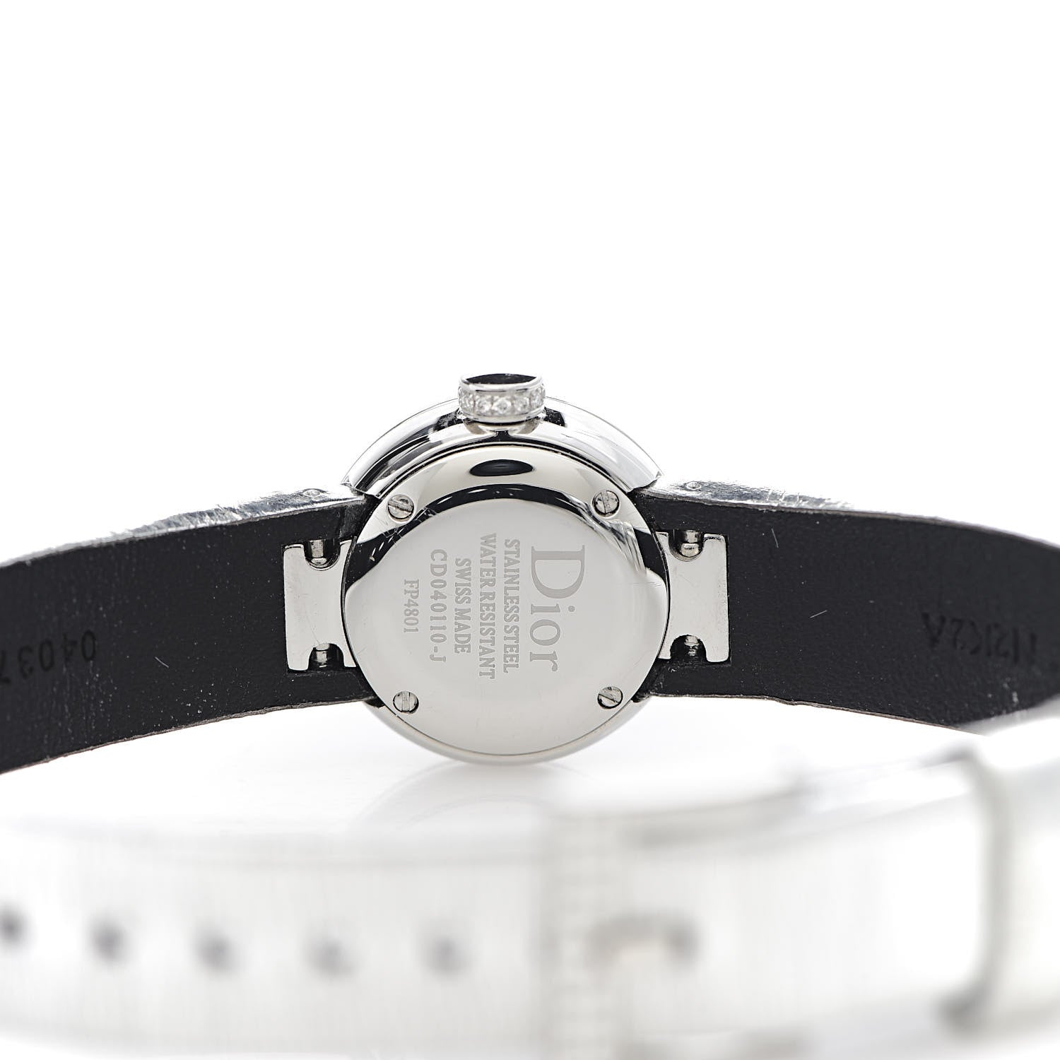 Christian Dior Stainless Steel Calfskin Diamond Bezel 19mm La D De Dior Quartz Watch Black 5 of 9