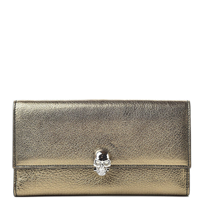Alexander McQueen Metallic Calfskin Skull Continental Wallet Antique Gold 1 of 10