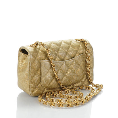 Chanel Pearly Caviar Quilted Mini Rectangular Flap Gold 3 of 8