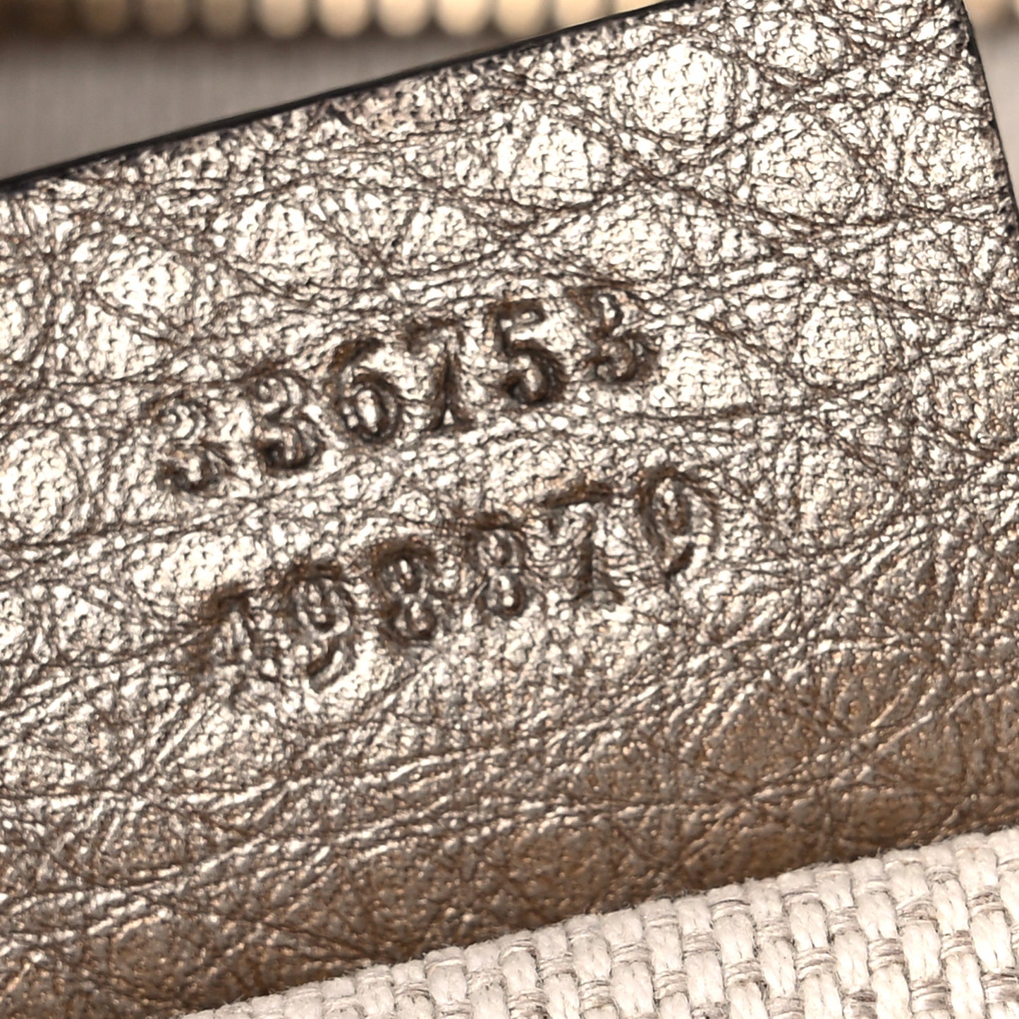 Metallic Pebbled Calfskin Medium Soho Clutch Golden Beige